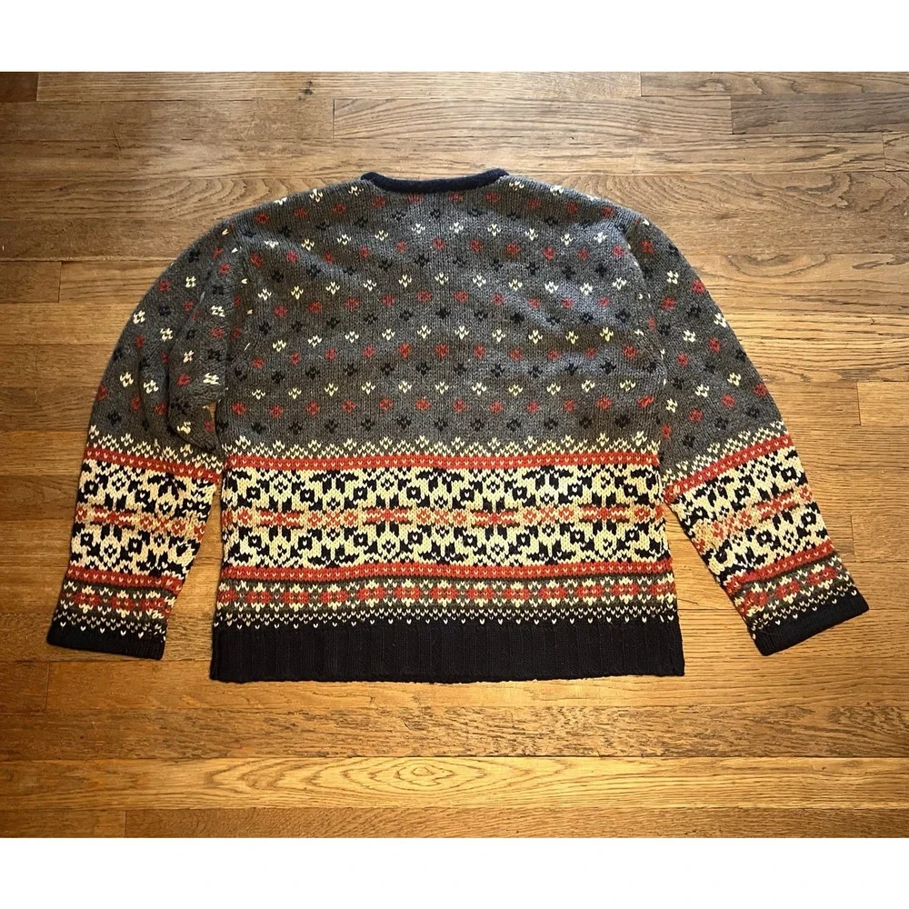 Abercrombie & Fitch Women's Large 100 Wool Nordic Sweater Y2K Fair Isle Vintage